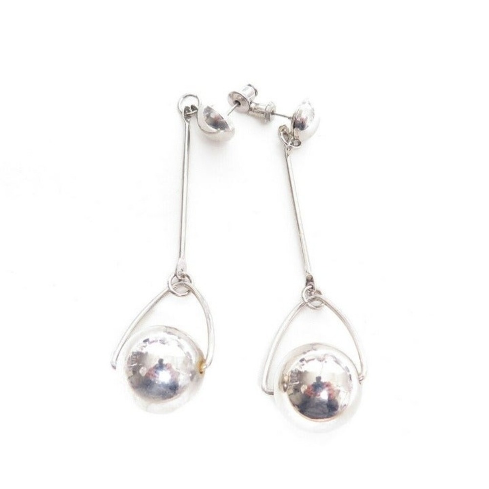 Vtg Long Ball‎ End Geometric Drop Earring